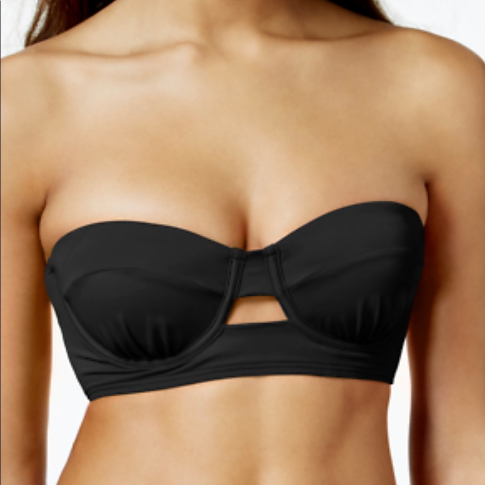 NWT Sundazed 34C Bikini Top Black Abbi Strapless Bra Sized Double Strap